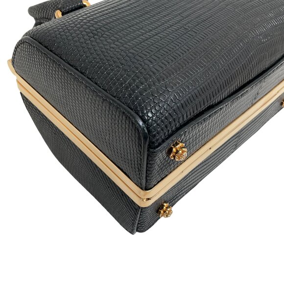 Tyler Ellis Black Lizard Small Jamie Doctor Bag - Picture 5 of 10